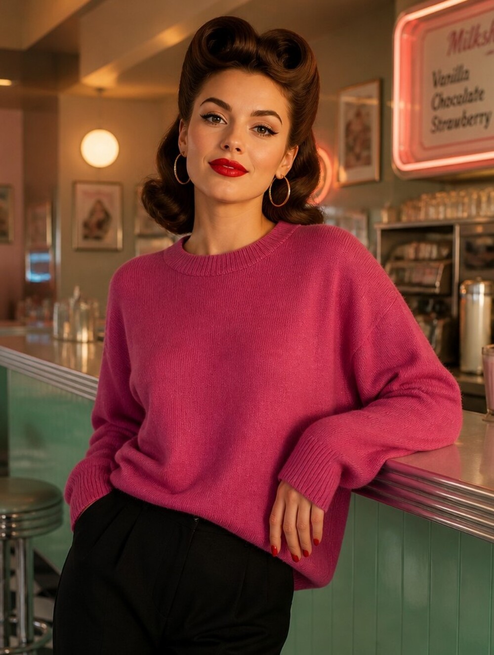Joie Bright Fuchsia Crewneck Sweater Cashmere